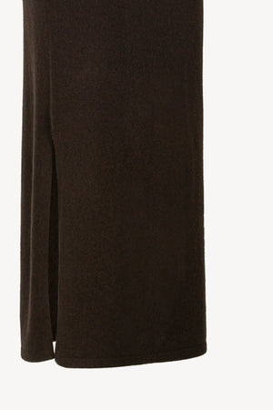 Mocha Pure Cashmere Pencil Skirt with side Slit