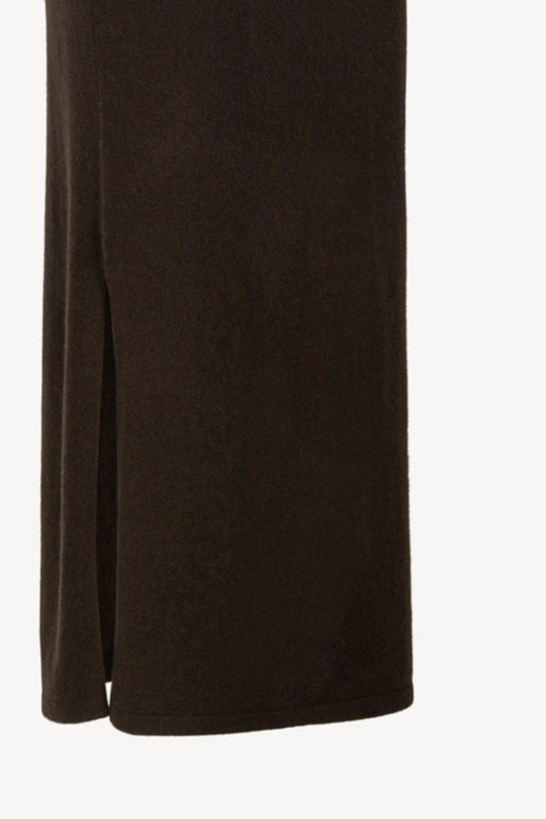 Mocha Pure Cashmere Pencil Skirt with side Slit