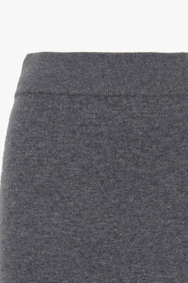 Gonna a Tubo con Spacco in Puro Cashmere Derby