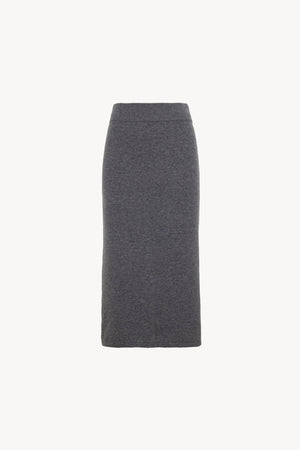 Gonna a Tubo con Spacco in Puro Cashmere Derby