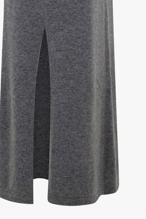 Gonna a Tubo con Spacco in Puro Cashmere Derby