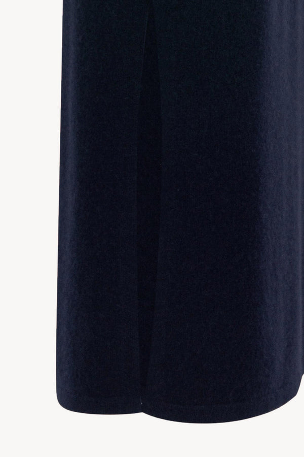 Gonna a Tubo con Spacco in Puro Cashmere Notte