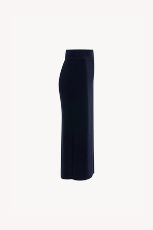 Gonna a Tubo con Spacco in Puro Cashmere Notte