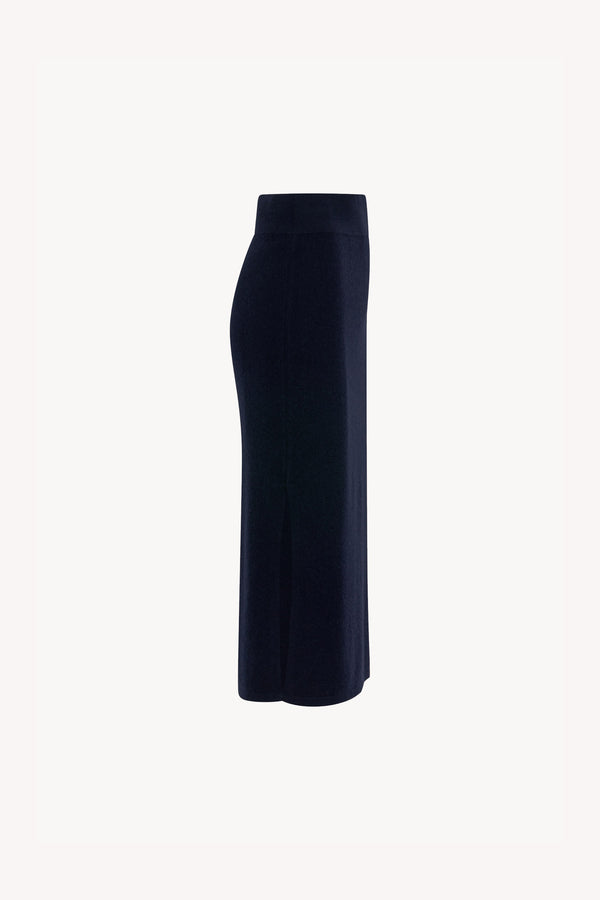 Gonna a Tubo con Spacco in Puro Cashmere Notte