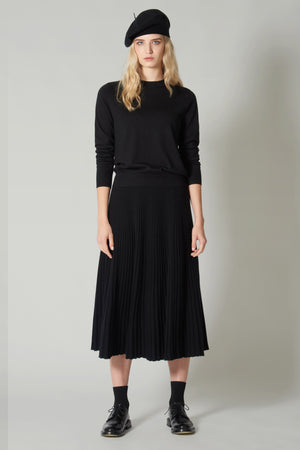 Gonna Plissè in Puro Cashmere Nero