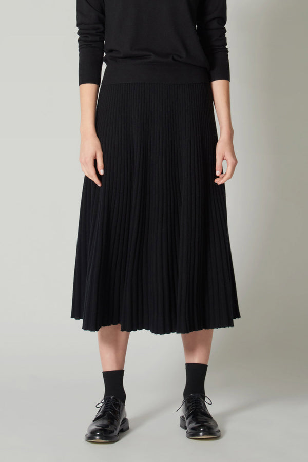 Gonna Plissè in Puro Cashmere Acero