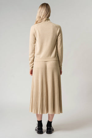 Gonna Plissè in Puro Cashmere Avena