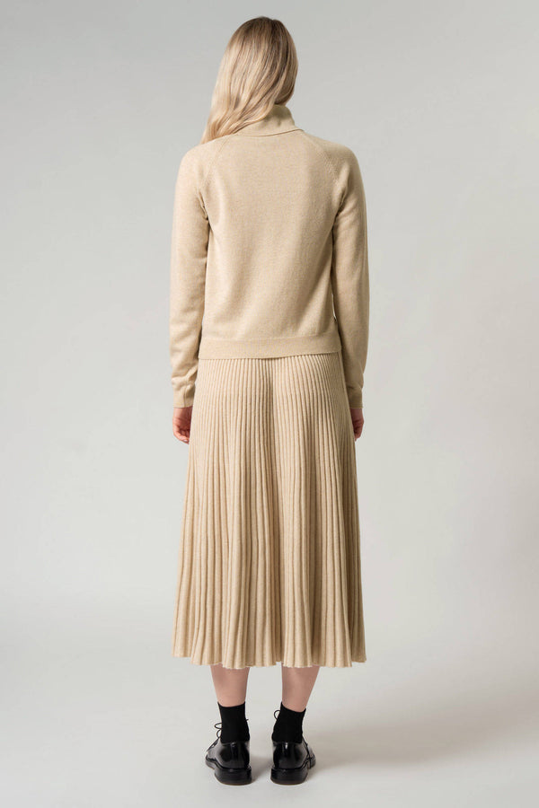 Gonna Plissè in Puro Cashmere Avena