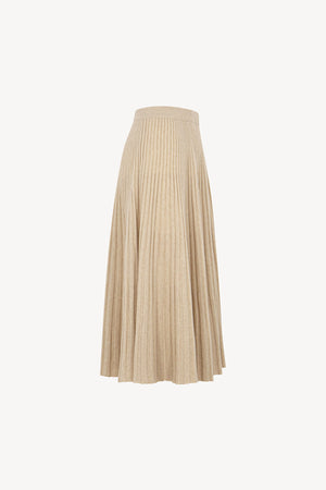 Gonna Plissè in Puro Cashmere Avena