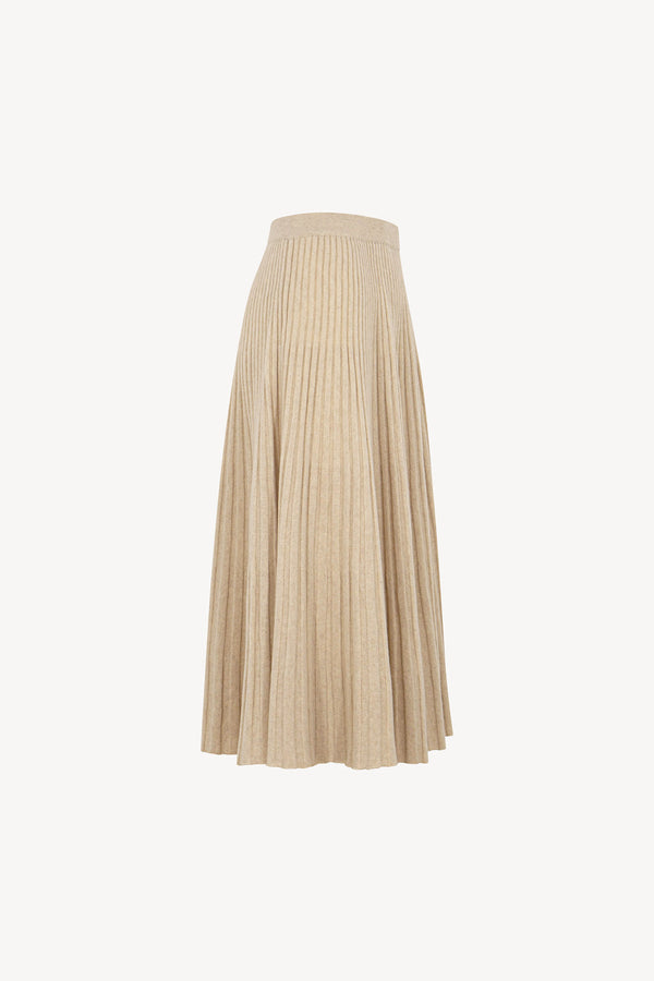 Gonna Plissè in Puro Cashmere Avena