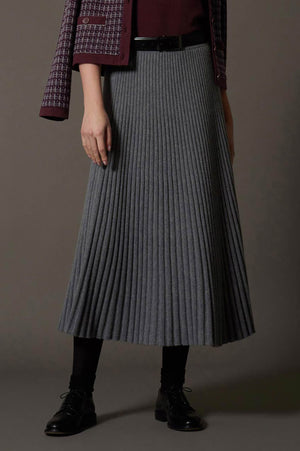 Gonna Plissè in Puro Cashmere Derby