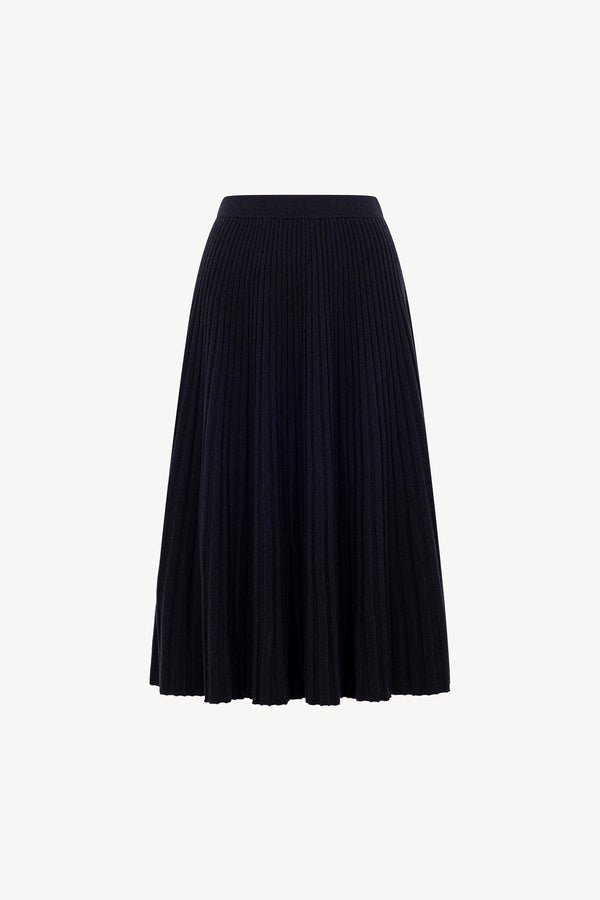 Gonna Plissè in Puro Cashmere Notte