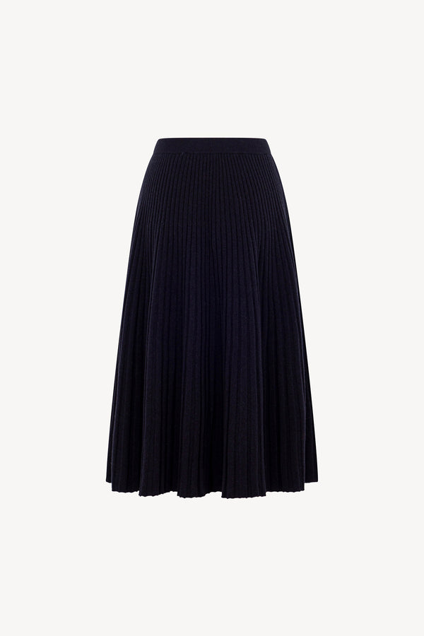 Gonna Plissè in Puro Cashmere Notte