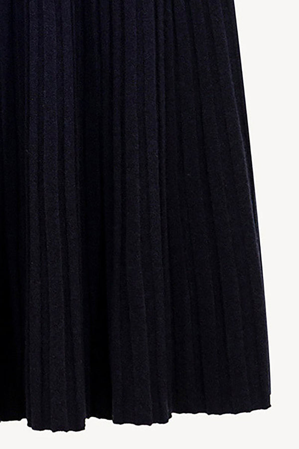 Gonna Plissè in Puro Cashmere Notte
