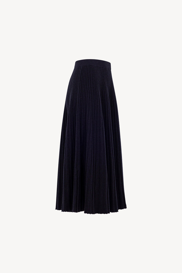 Gonna Plissè in Puro Cashmere Notte