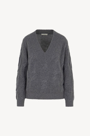 Maglia Scollo a V Trecciona Puro Cashmere