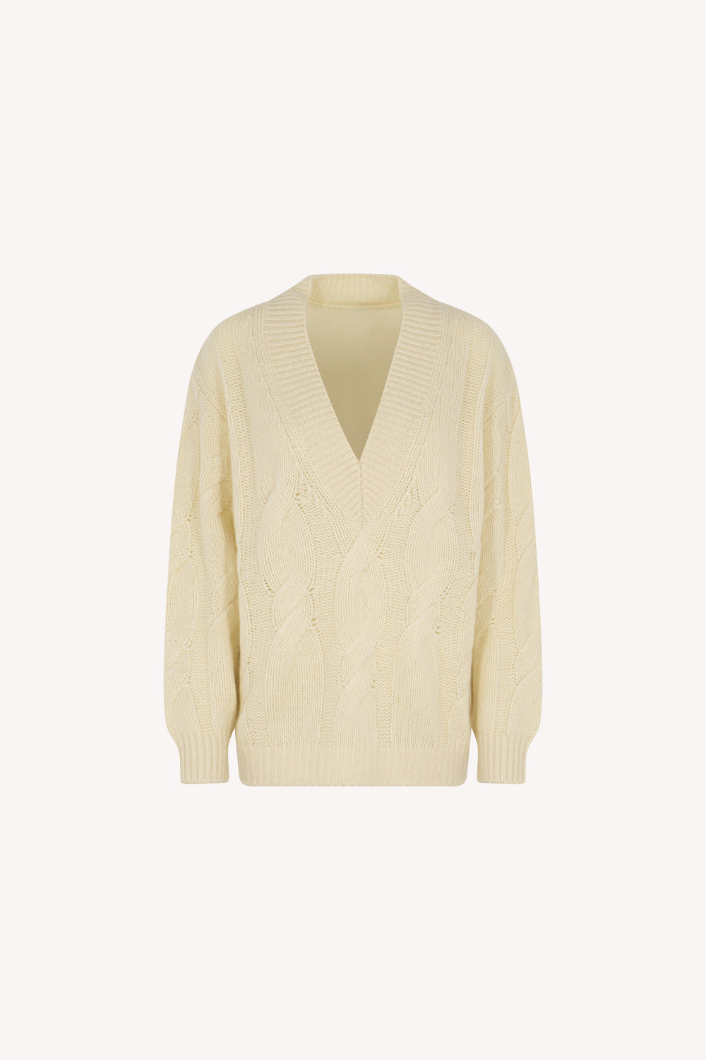 Maglia Scollo a V Trecciona Puro Cashmere