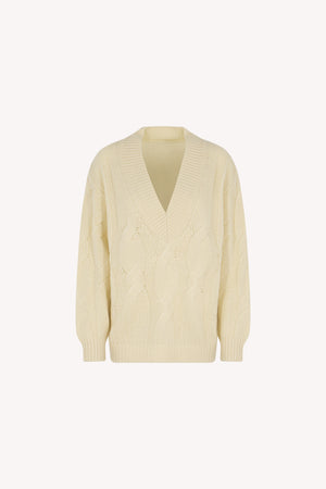 Maglia Scollo a V Trecciona Puro Cashmere