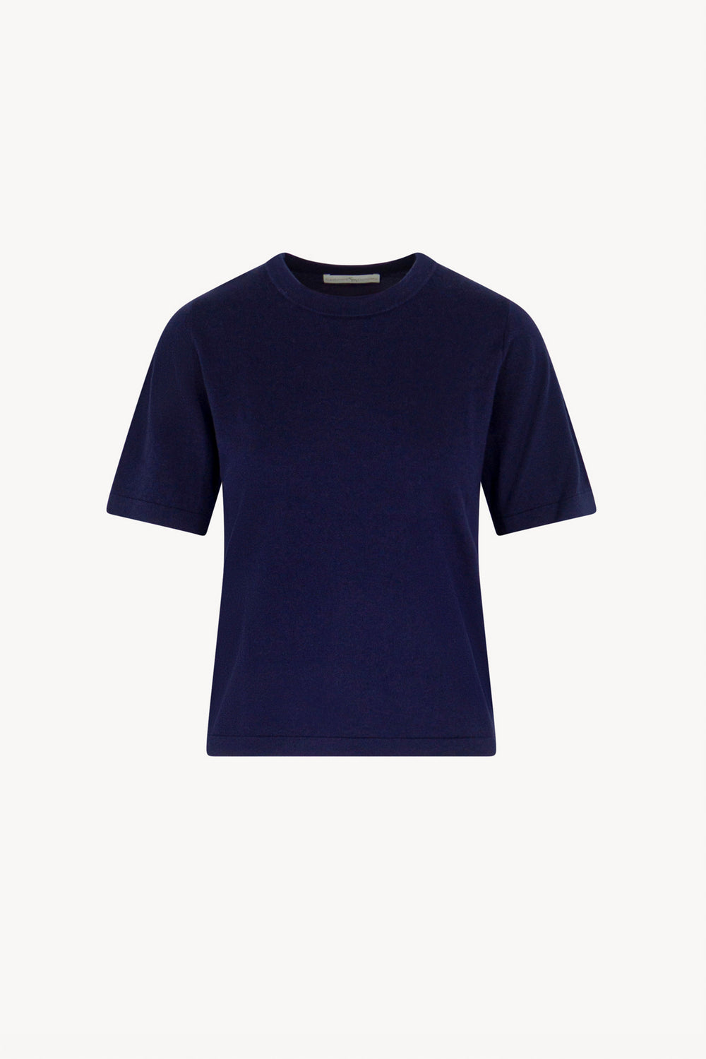Maglia Girocollo Mezza Manica in Seta Cashmere Navy