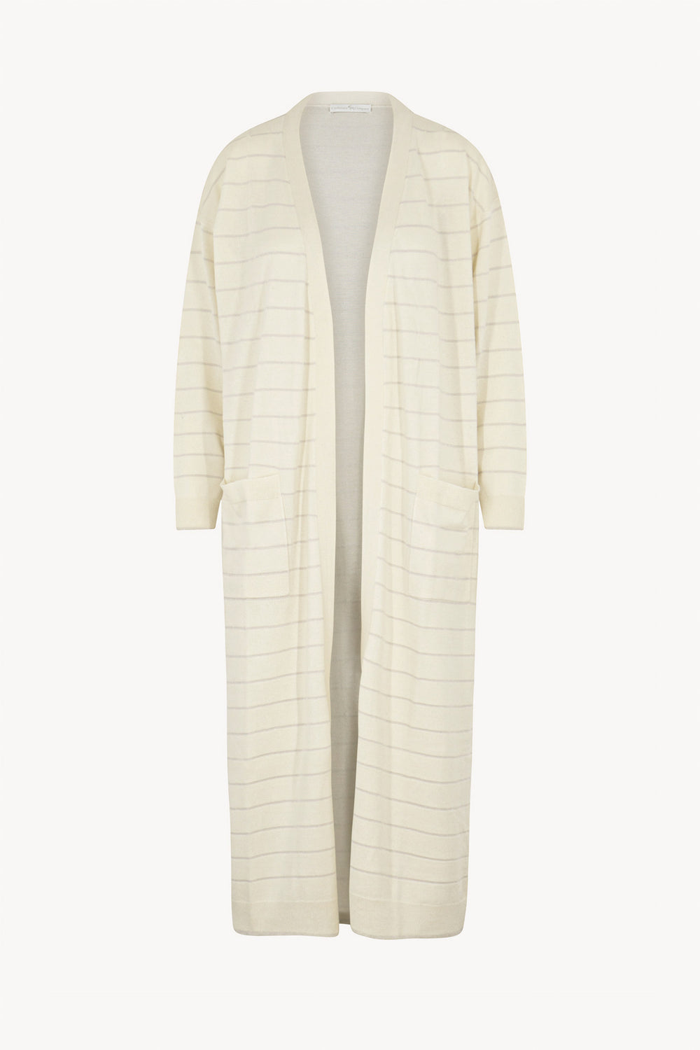 Spolverino con inserti in Lurex in Seta Cashmere Avorio