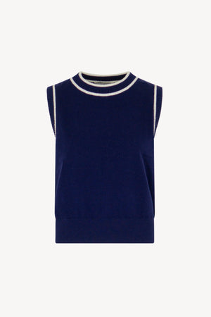 Girocollo senza manica bicolore Cotone - Seta - Cashmere