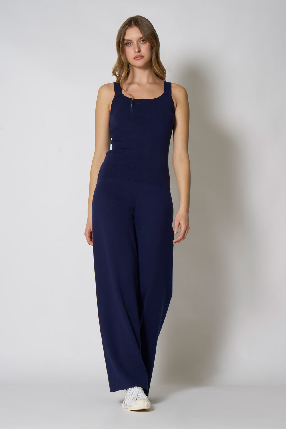 Top in Cotone Seta Cashmere Blu