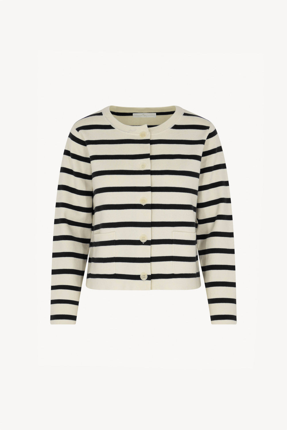 Giacca in Maglia Stoffa in Cotone Seta Cashmere Bianco Latte-Nero