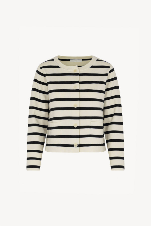 Giacca in Maglia Stoffa in Cotone Seta Cashmere Bianco Latte-Nero