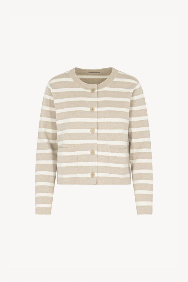 Giacca in Maglia Stoffa in Cotone Seta Cashmere Avena-Bianco Latte