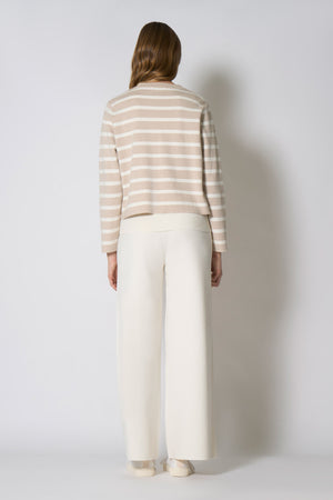 Giacca in Maglia Stoffa in Cotone Seta Cashmere Avena-Bianco Latte