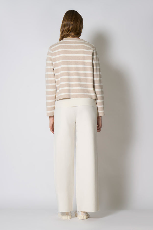 Giacca in Maglia Stoffa in Cotone Seta Cashmere Avena-Bianco Latte