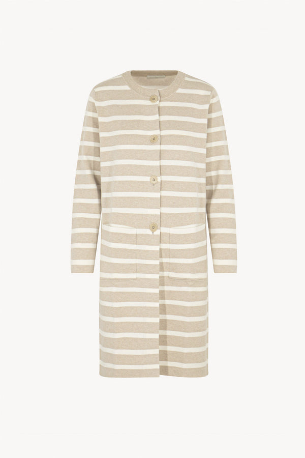 Soprabito in Maglia Stoffa in Cotone Seta Cashmere Avena-Bianco Latte