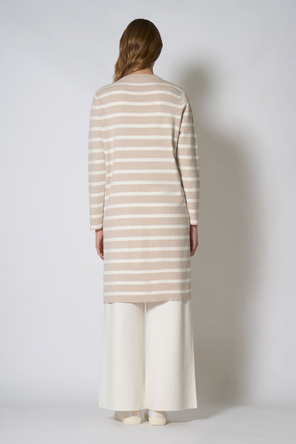 Soprabito in Maglia Stoffa in Cotone Seta Cashmere Avena-Bianco Latte