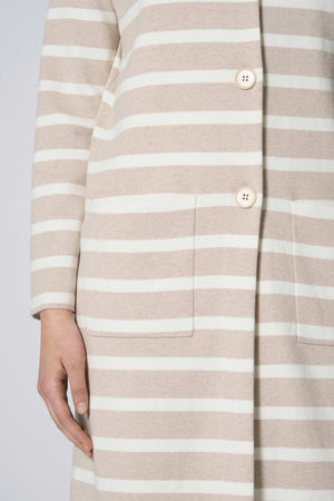 Soprabito in Maglia Stoffa in Cotone Seta Cashmere Avena-Bianco Latte