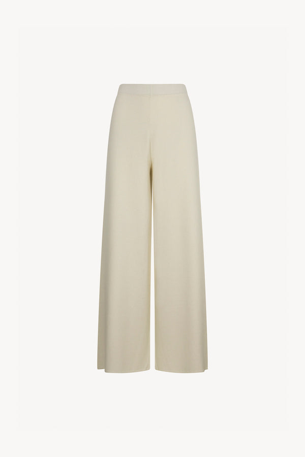 Pantaloni Larghi in Cotone Seta Cashmere Bianco Latte