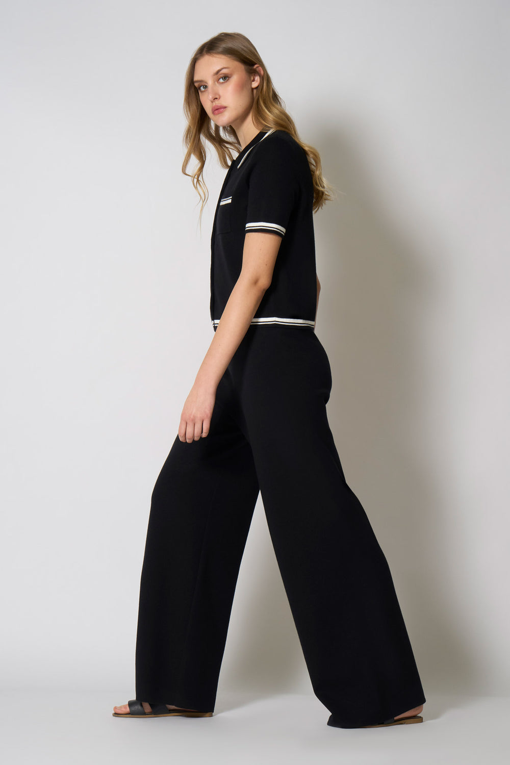 Pantaloni Larghi in Cotone Seta Cashmere Nero