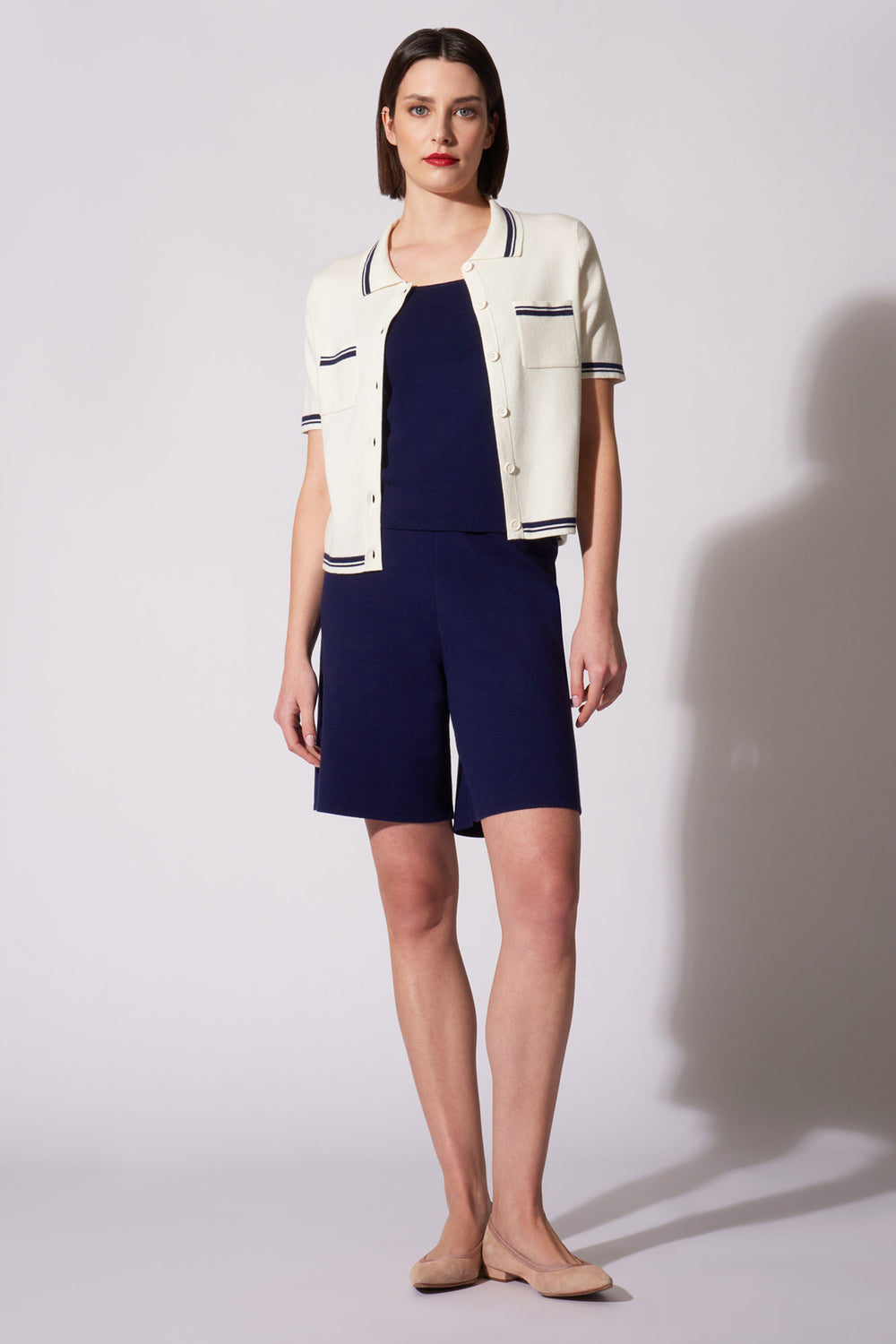 Bermuda in Cotone Seta Cashmere Blu