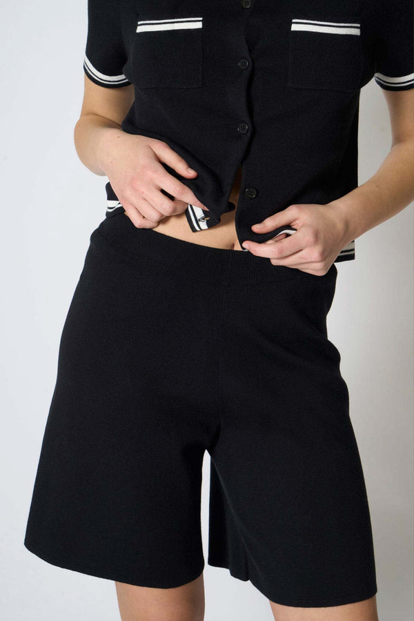 Bermuda in Cotone Seta Cashmere Nero