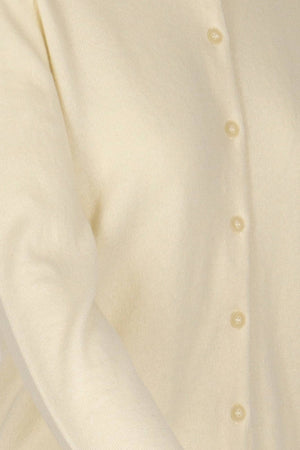 Ivory Pure Cashmere Crew Neck Cardigan with Grosgrain Trim