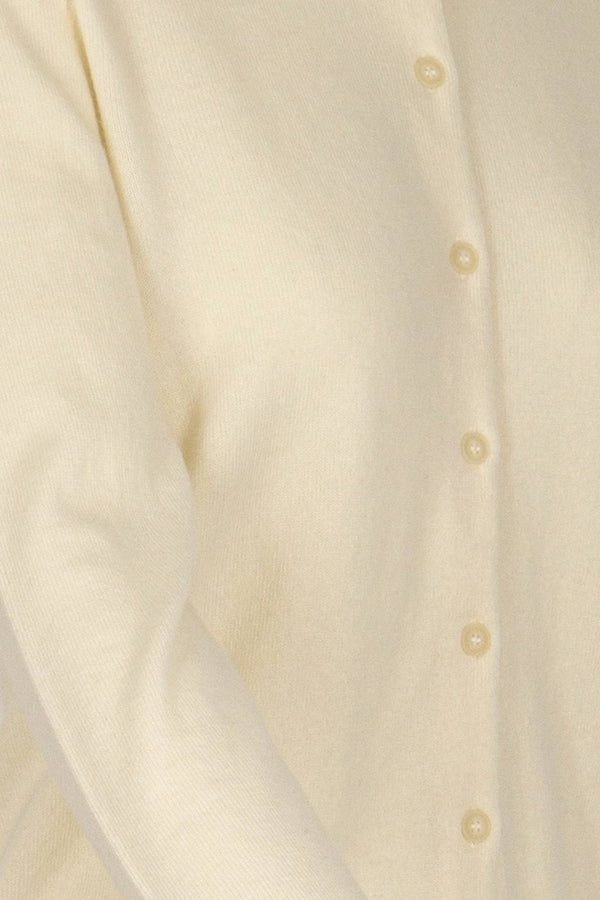 Ivory Pure Cashmere Crew Neck Cardigan with Grosgrain Trim