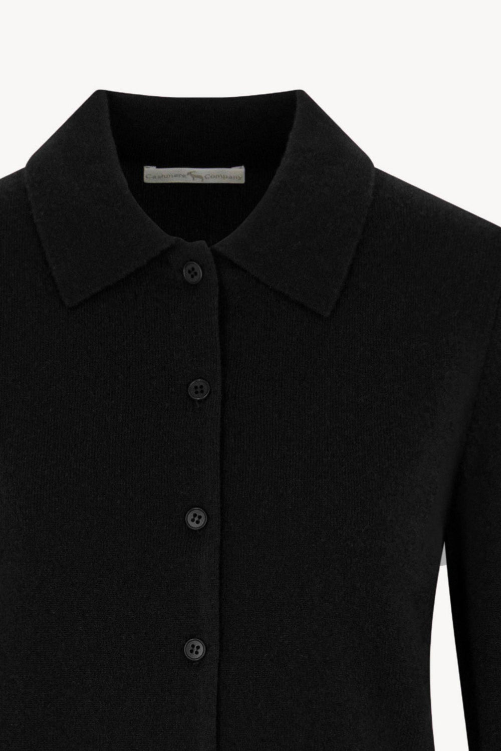 Cardigan collo a Camicia con gros-grain in Puro Cashmere Nero
