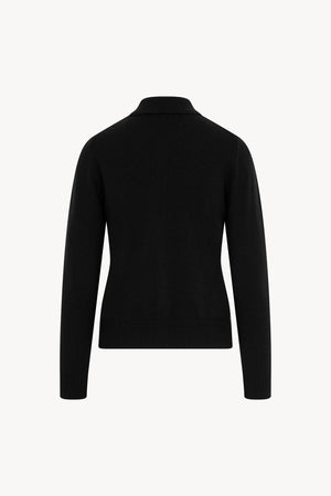 Cardigan collo a Camicia con gros-grain in Puro Cashmere Nero