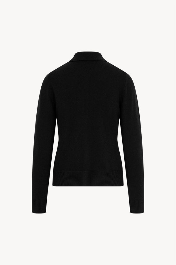 Cardigan collo a Camicia con gros-grain in Puro Cashmere Nero