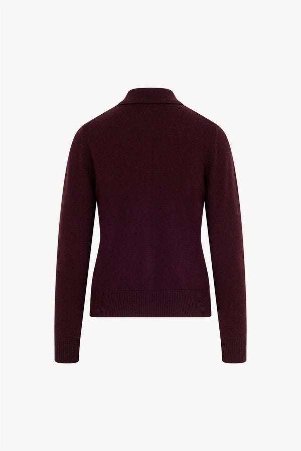 Cardigan collo a Camicia con gros-grain in Puro Cashmere Acero