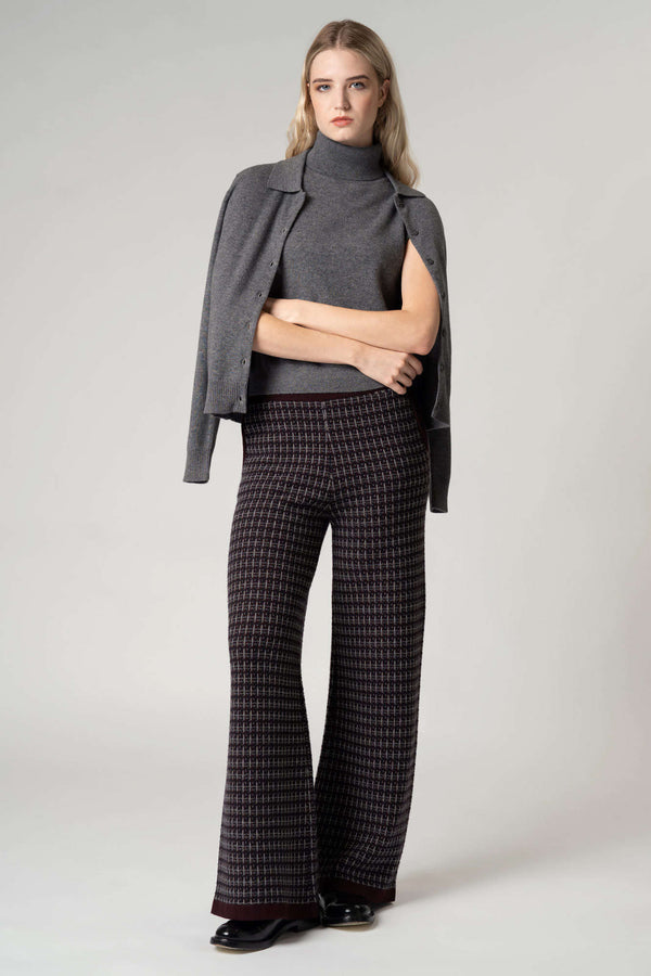 Cardigan collo a Camicia con gros-grain in Puro Cashmere Mocha