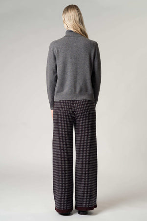 Cardigan collo a Camicia con gros-grain in Puro Cashmere Derby