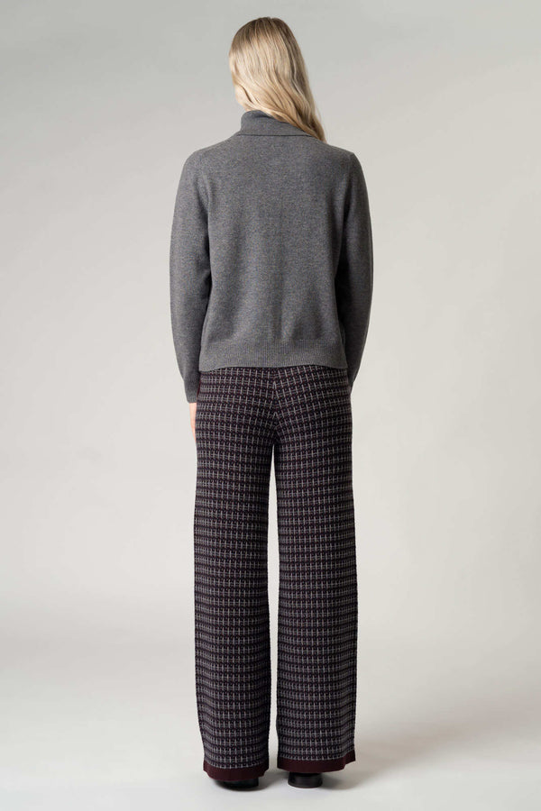 Cardigan collo a Camicia con gros-grain in Puro Cashmere Derby