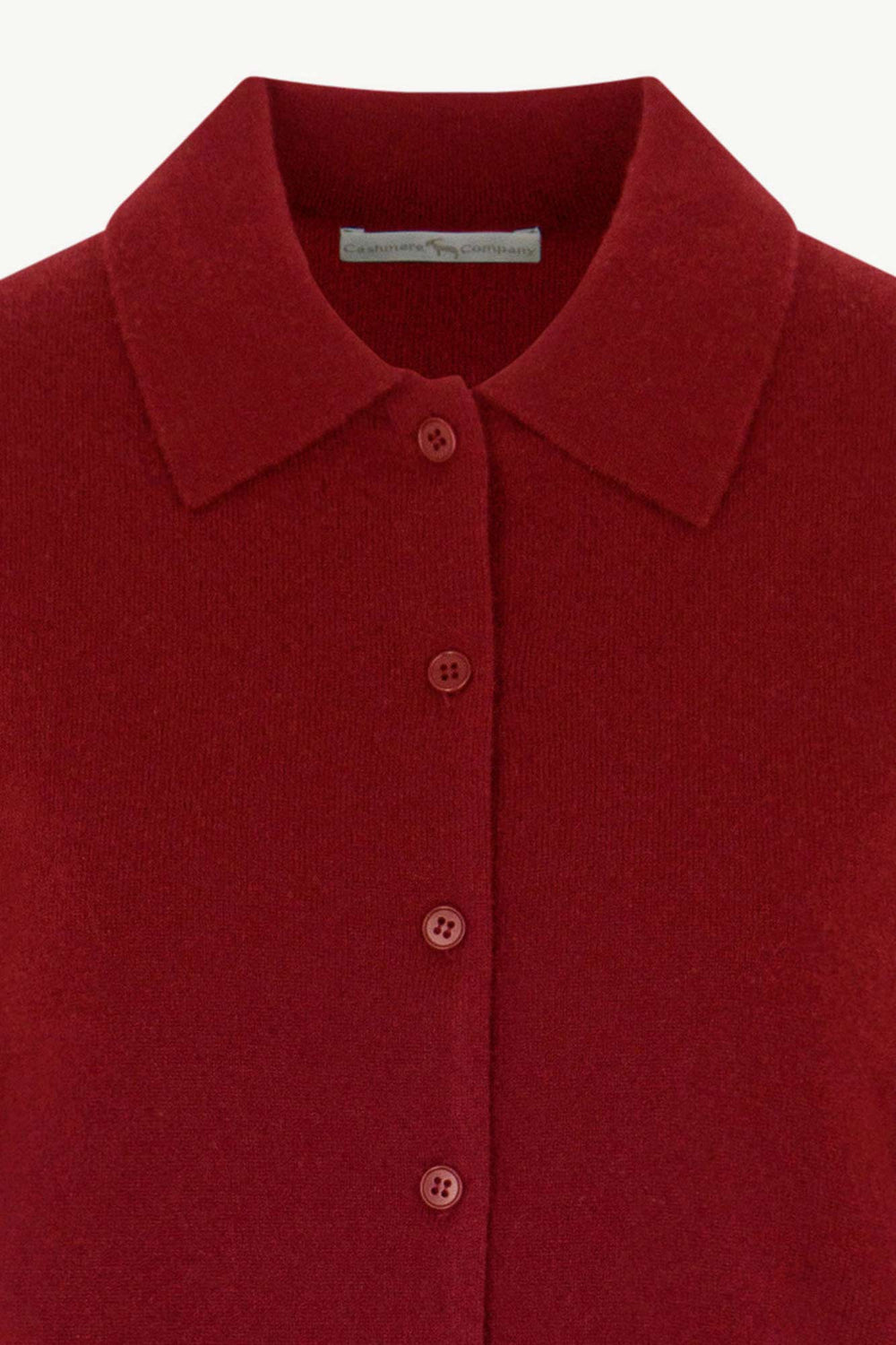 Cardigan collo a Camicia con gros-grain in Puro Cashmere Rubino