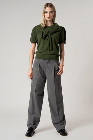 Girocollo Mezza Manica in Puro Cashmere Nero