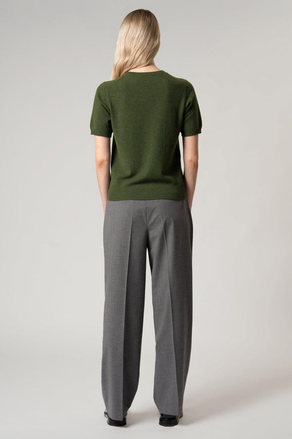 Girocollo Mezza Manica in Puro Cashmere Loden